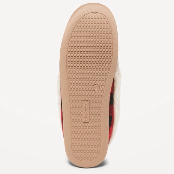 NWT OLD NAVY Sherpa-Lined Gingham Cozy Moccasin Slippers Color: Red Buffalo 8 - Picture 5 of 5
